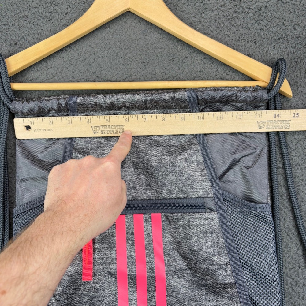 Adidas Drawstring Sackpack Backpack Gray Pink Hea… - image 7